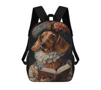 Sacs À Dos Pour Enfants Imprimés En 3D Dachshund in Renaissance Attire Dachshund Baroness Renaissance Dog Portrait Sacs D'école Pour Enfants Garçons Et Filles, Sacs De Voyage, Sacs À Livres Pour L'é