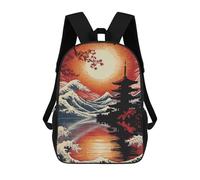 Sacs À Dos Pour Enfants Imprimés En 3D Japanese Landscape with Pagoda And Waves Sacs D'école Pour Enfants Garçons Et Filles, Sacs De Voyage, Sacs À Livres Pour L'école Ou Les Voyages 17inch