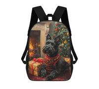 Sacs À Dos Pour Enfants Imprimés En 3D Scottish Terrier Christmas Portrait Holiday Scottish Dog Sacs D'école Pour Enfants Garçons Et Filles, Sacs De Voyage, Sacs À Livres Pour L'école Ou Les Voyages