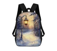 Sacs À Dos Pour Enfants Imprimés En 3D Winters Glow Lantern Light on A Snowy Path Sacs D'école Pour Enfants Garçons Et Filles, Sacs De Voyage, Sacs À Livres Pour L'école Ou Les Voyages 17inch