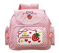 Sacs à dos pour filles, sac à dos imperméable aux fraises, joli cartable avec fermeture glissière en dentelle 12x5x14, 5 pouces, sac JK Kawaii lacé, cadeaux pour filles adolescentes étudiantes