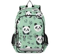 Sacs à dos pour grands enfants de 8 à 12 ans : sacs à livres de grande capacité pour garçons et filles de 5e année dans des couleurs assorties - pandas vert menthe sans couture