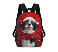 Sacs À Dos Scolaires Pour Enfants, Imprimés En 3D, Jolis Sacs De Voyage Border Collie with Santa Hat Smiling Christmas Dog Print Sacs À Dos Décontractés Pour Enfants, Pour Filles Et Femmes 17inch