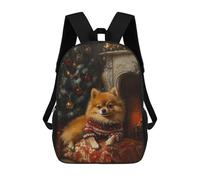 Sacs À Dos Scolaires Pour Enfants, Imprimés En 3D, Jolis Sacs De Voyage Pomeranian Christmas Portrait Cute Christmas Dog Art Sacs À Dos Décontractés Pour Enfants, Pour Filles Et Femmes 17inch