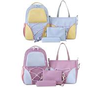 Sacs à dos scolaires Sac Scolaire Grande Capacité, Trousse Incluse | 4 Cartables Scolaires Filles Fac Courts Séjours Classe Sac À Dos Social Étude Trousse Manuels