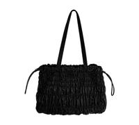 Sacs à dossier pour femme avec poignée supérieure, sac plissé capacité avec boutons-pression et sacs à main et sacs à main plissés avec cordon de serrage, Noir , Mass Beauty