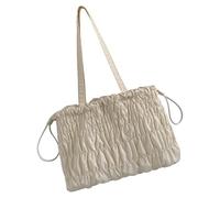 Sacs à dossier pour femme avec poignée supérieure, sac plissé capacité avec boutons-pression et sacs à main et sacs à main plissés avec cordon de serrage, beige, Mass Beauty