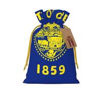 Sacs à dragées avec cordon de serrage imprimé drapeau de l'État de l'Oregon, sacs de vacances, sacs à friandises, sacs à friandises de Noël