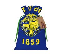Sacs à dragées avec cordon de serrage imprimé drapeau de l'État de l'Oregon, sacs de vacances, sacs à friandises, sacs à friandises de Noël