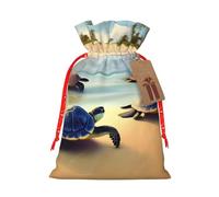Sacs à dragées avec cordon de serrage imprimé tortues sur la plage, sacs de vacances, sacs à friandises, sacs à friandises de Noël