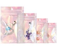 Sacs à fermeture à glissière en Mylar, Slide Zip Lock Flat Pouches, 100pcs Clear Ziplock BagsSmall Plastic Bag for Sample Packaging(Iridescent,3.1"x5.1" (8x13cm))