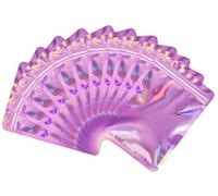 Sacs à fermeture à glissière en Mylar, Slide Zip Lock Flat Pouches, 100pcs Clear Ziplock BagsSmall Plastic Bag for Sample Packaging(Pink Holographic,3.5"x6.3" (9x16cm))
