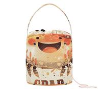 Sacs à fil avec illustration de crabe joyeux avec trous pour tricot et crochet
