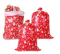 Sacs à friandises de Noël | 3 pièces | Sacs fourre-tout de Noël - pour les vacances, les fêtes d'hiver, les chocolats, les bonbons, les biscuits, les petits jouets, Rouge, Refer to description