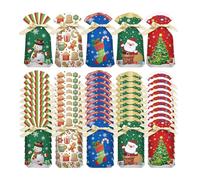 Sacs À Friandises De Noël - 50 Pièces, Panier Réutilisable À Fermeture À Cordon, Sacs À Bonbons De Vacances | EVA, Ensemble D'emballage De Cadeaux, Organisateur De Supports De Collations Pour Fête, Éc