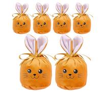 Sacs à friandises de Pâques - 6 pièces de 11,9 x 9,9 cm avec cordon de serrage amusant - Sacs de Pâques réutilisables pour friandises, pour, filles, garçons, famille, bureau, école, vacances d