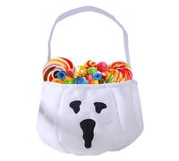 Sacs à friandises d'Halloween réutilisables avec poignées - Panier à friandises d'Halloween, cadeaux de fête pour femmes, jeunes, adolescents, hommes, filles, sœurs, épouses, amis, Fantôme de polaire