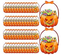 Sacs à Friandises d'Halloween,Sacs Scellés Friandises ou un Sort avec Poignées | 50 Pièces Fournitures Fête Totale pour Salle de Classe Maison École Événement Rassemblement Anniversaire