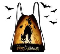 Sacs à friandises plaisanterie, sac pour cadeaux d'Halloween - Sac à dos avec cordon de sport 13X16,9 pouces | Sacs de bonbons, sacs de bonbons, chat
