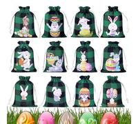 Sacs à gâteaux de Pâques | Lot de 12 sacs avec design de lapins - sac de jute | pour collègues invités et demoiselles pour fêtes de mariage, vacances de Noël