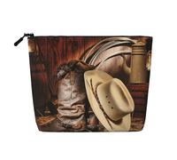 Sacs à goûter réutilisables avec fermeture éclair et chapeau noir de cowboy, grande capacité, trousse de toilette de voyage, trousse de maquillage