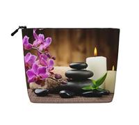 Sacs à goûter réutilisables avec impression de pierres zen, grande capacité, trousse de toilette de voyage, trousse de maquillage avec fermeture éclair