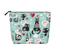 Sacs à goûter réutilisables avec imprimé chats noirs et blancs, grande capacité, trousse de toilette de voyage, trousse de maquillage avec fermeture éclair
