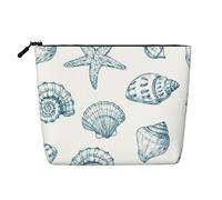 Sacs à goûter réutilisables avec imprimé coquillage d'étoile de mer, grande capacité, trousse de toilette de voyage, trousse de maquillage avec fermeture éclair