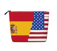 Sacs à goûter réutilisables avec imprimé drapeau américain de l'Espagne, grande capacité, trousse de toilette de voyage, trousse de maquillage avec fermeture éclair