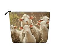 Sacs à goûter réutilisables avec imprimé moutons et agneaux, grande capacité, trousse de toilette de voyage, trousse de maquillage avec fermeture éclair