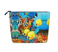 Sacs à goûter réutilisables avec imprimé poissons tropicaux, grande capacité, trousse de toilette de voyage, trousse de maquillage avec fermeture éclair