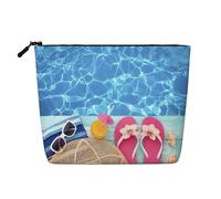 Sacs à goûter réutilisables avec imprimé vacances d'été, grande capacité, trousse de toilette de voyage, trousse de maquillage avec fermeture éclair