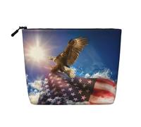 Sacs à goûter réutilisables avec motif aigle drapeau américain américain - Grande capacité - Trousse de toilette de voyage avec fermeture éclair