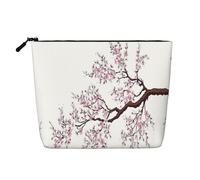Sacs à goûter réutilisables avec motif arbre de cerisier, grande capacité, trousse de toilette de voyage, trousse de maquillage avec fermeture éclair