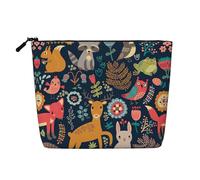 Sacs à goûter réutilisables avec motif hibou, lapin, oiseau, renard, grande capacité, trousse de toilette de voyage, trousse de maquillage avec fermeture éclair