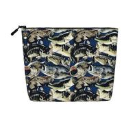 Sacs à goûter réutilisables avec motif poisson 1 imprimé, grande capacité, trousse de toilette de voyage, trousse de maquillage avec fermeture éclair