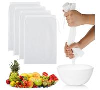 Sacs à Lait de Noix,4 Pièces Filtre Alimentaire Nylon Sac a Lait Vegetal Filtre Jus de Fruit Passoire Alimentaire de Cuisine Sac filtrant en Nylon Pour Fromage,Jus de Fruits, Café, Jus de Yaourt