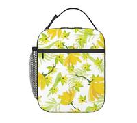 Sacs à lunch isothermes pour femmes et hommes, motif fleurs de vanille jaunes, sacs fourre-tout à déjeuner tropicaux, boîte à lunch isotherme réutilisable, sac fourre-tout isotherme de grande capaci