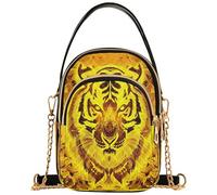Sacs à main à bandoulière pour femme tigre jaune orange cool art matelassé chaîne portefeuille téléphone portable sac à main mignon fermeture éclair designer bowler fourre-tout, 15 cm × 21,1 cm × 7,9