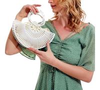 Sacs à Main en Bambou pour Femmes Sacs à Main Faits à la Main Sac fourre-Tout (Blanc,L)