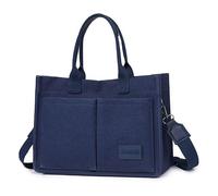 Sacs à main en toile pour femme, sacs à main, sacs de travail pour femmes, sacs à bandoulière portables avec compartiments pour universités, écoles et shopping, bleu marine, 34*14*25cm