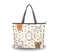Sacs à main et sacs à main avec fermeture éclair en tissu de soie marron mignon lapin lapin sac à main d'été sac à main décontracté travail épaule