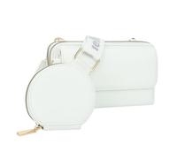 Sacs à main et sacs à main pour femme tendance avec sangle réglable et support multifonction pour téléphone portable avec fermeture éclair autour du sac en polyuréthane, blanc, Small