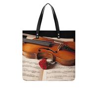Sacs à main pour femme avec partition de violon - Sacs à main tendance en cuir végétalien - Sac seau souple pour femme - Sacs à main pour le travail, les voyages, une utilisation décontractée, cadeaux