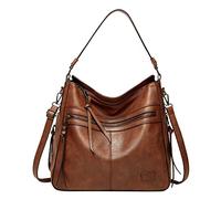 Sacs à main pour femme - Grand sac à main en cuir - Chaînes pour sacs à main, marron, Taille unique