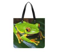 Sacs à main pour femme - Œil jaune grenouille verte - Sacs à main tendance en cuir végétalien - Sac seau souple pour femme - Sacs à main pour le travail, les voyages, une utilisation décontractée