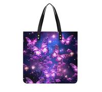 Sacs à main pour femme - Imprimé papillon mignon violet - Sacs à main tendance en cuir végétalien - Sac seau souple pour femme - Sacs à main pour le travail, les voyages, une utilisation décontractée