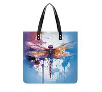 Sacs à main pour femme - Motif libellule abstrait coloré - Sacs à main tendance en cuir végétalien - Sac seau souple pour femme - Sacs à main pour le travail, les voyages, une utilisation décontractée
