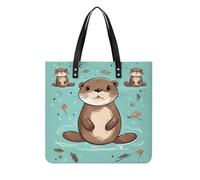 Sacs à main pour femme - Motif loutre mignon - Sac à main tendance en cuir végétalien - Sac seau souple pour femme - Sacs à main pour le travail, les voyages, une utilisation décontractée, cadeaux