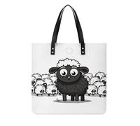Sacs à main pour femme - Motif mouton noir et blanc - Sac à main tendance en cuir végétalien - Sac seau souple pour femme - Sacs à main pour le travail, les voyages, une utilisation décontractée